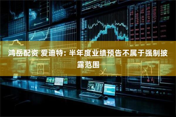 鸿岳配资 爱迪特: 半年度业绩预告不属于强制披露范围