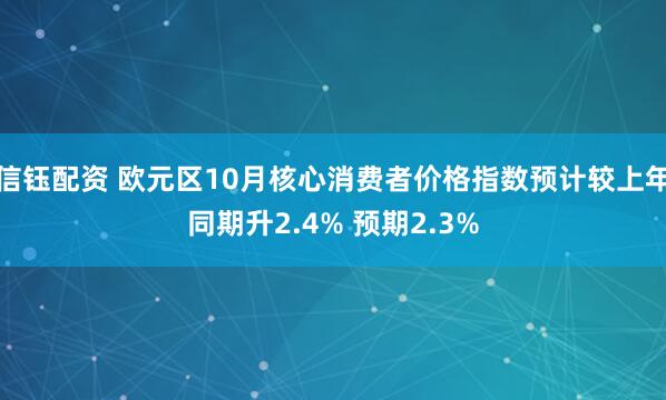 信钰配资 欧元区10月核心消费者价格指数预计较上年同期升2.4% 预期2.3%
